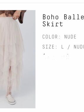 Three Bird Nest Nude Layered Tulle Midi Skirt